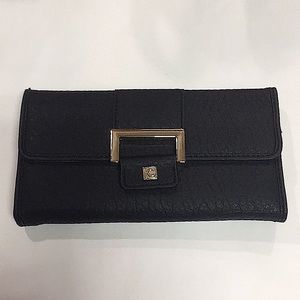 LIZ CLAIBORNE Black Wallet w/Gold Hardware